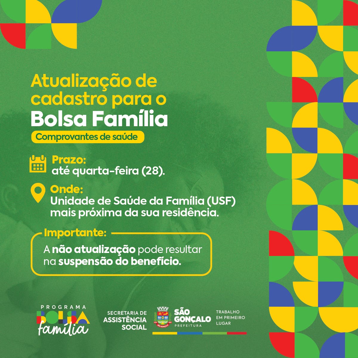 Saúde convoca beneficiários do Bolsa Família